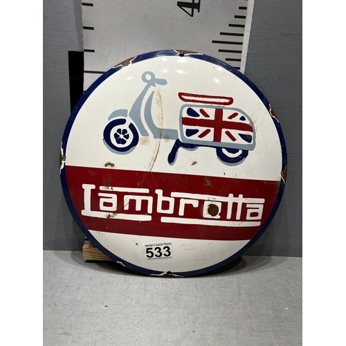 533 - Enamel metal 'Lambretta' sign