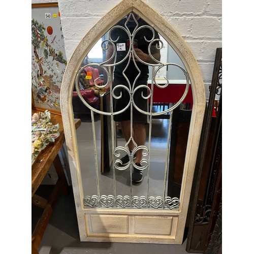 540A - White arch garden mirror