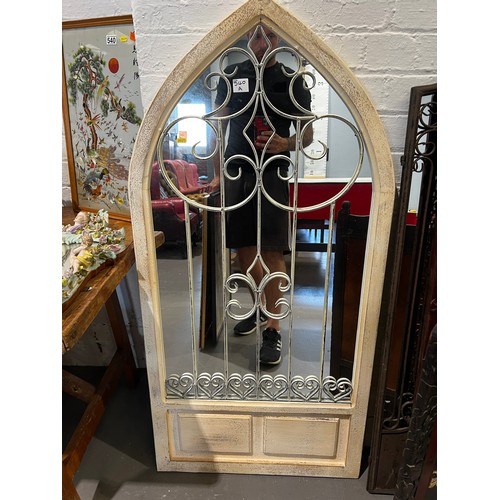 540A - White arch garden mirror