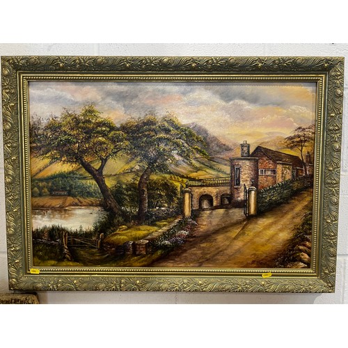 540R - 5 good oil on board pictures in gilt frames