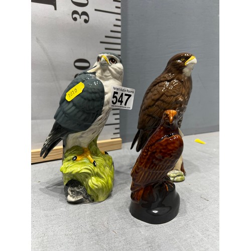 547 - 2 Royal Doulton eagles. Merlin + Buzzard. Whyte & Mackay whiskey + Beswick eagle