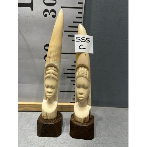 555C - Pair of bone oriental figures