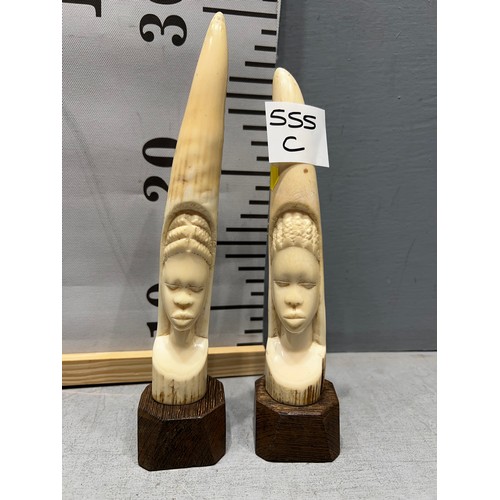 555C - Pair of bone oriental figures