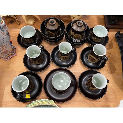 317 - Mid century Denby coffee cups, bowls etc