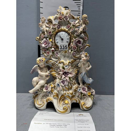 335 - Italian Dresden collectors edition of the Cherubim Centre piece 'Coppa' with insurance valuation Oct... 