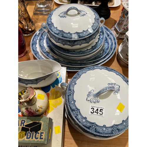 345 - Blue + white dinner ware + depose Austrian jug etc