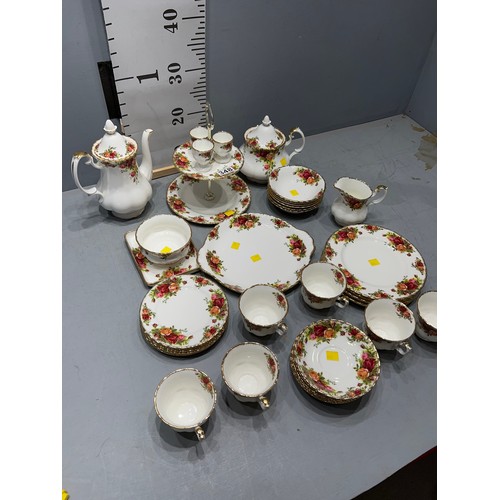 348 - Royal albert country rose 6 place tea / coffee set etc (40 pieces)