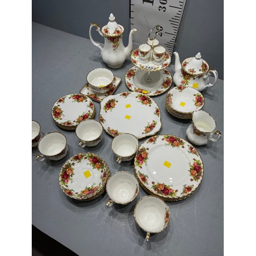 348 - Royal albert country rose 6 place tea / coffee set etc (40 pieces)