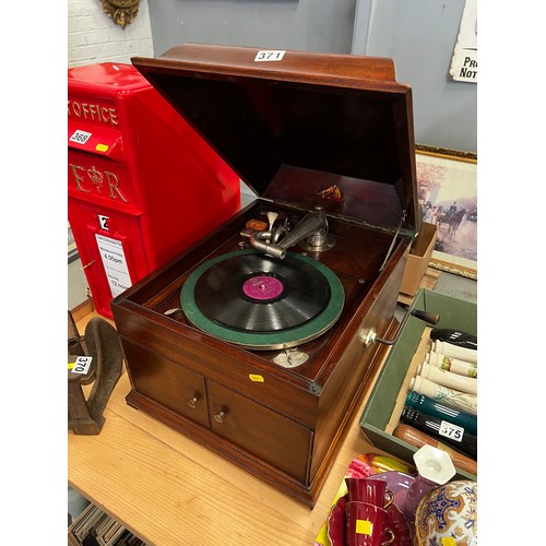 371 - His masters voice gramophone with needles and records superb example