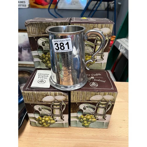 381 - 7 pewter tankards