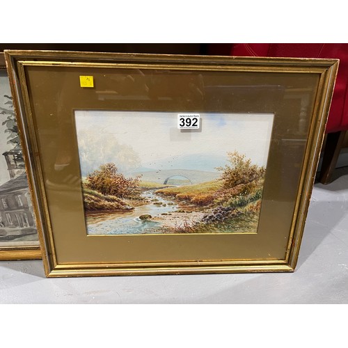 392 - 2 early 20thC watercolours in gilt frames