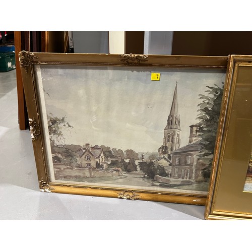 392 - 2 early 20thC watercolours in gilt frames