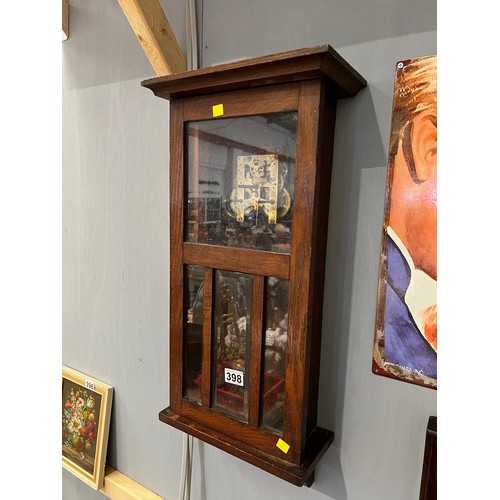 398 - Oak wall clock with inner clock works. No front face