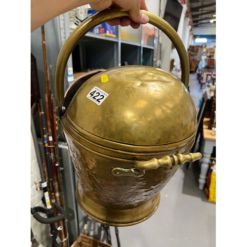 422 - Brass helmet coal scuttle