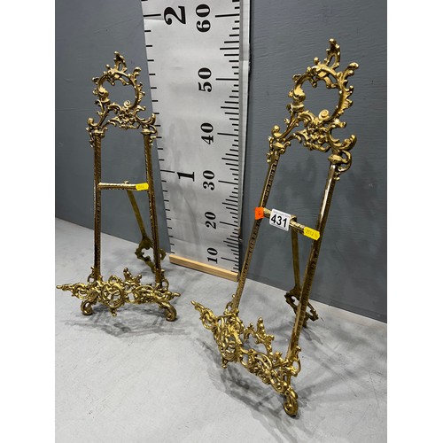 431 - Pair brass easels / menu stands