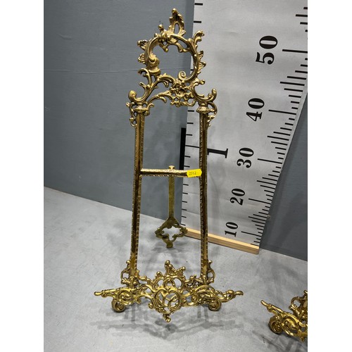 431 - Pair brass easels / menu stands