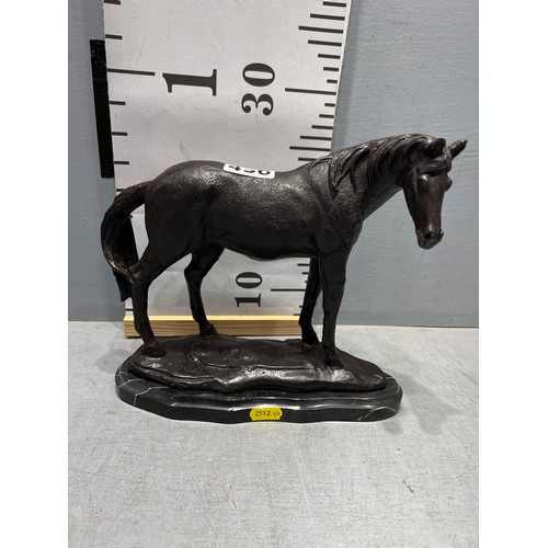 436 - Late 20th century Bronze horse on marble plinth