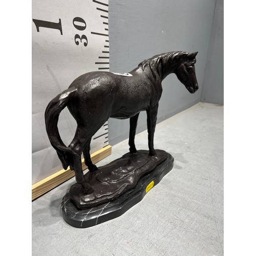 436 - Late 20th century Bronze horse on marble plinth