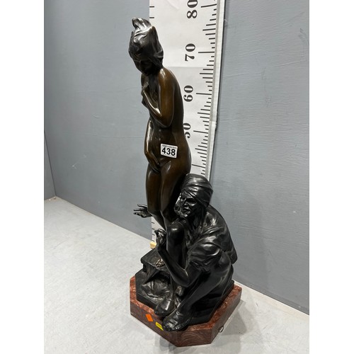 438 - Very heavy and impressive signed Bronze Nude + Arab statue