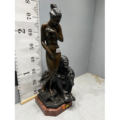 438 - Very heavy and impressive signed Bronze Nude + Arab statue