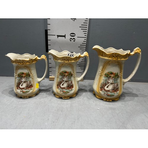 445 - 3 Victorian graduated jugs