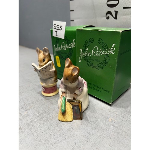 555I - Beswick 'Hunca munca sweeping' + Beswick 'Tailor of Gloucester' both boxed