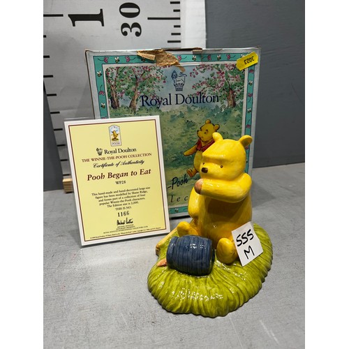 555M - Royal Doulton 'Winnie the Pooh - Pooh began to eat' (no. 1166) with certificate and box