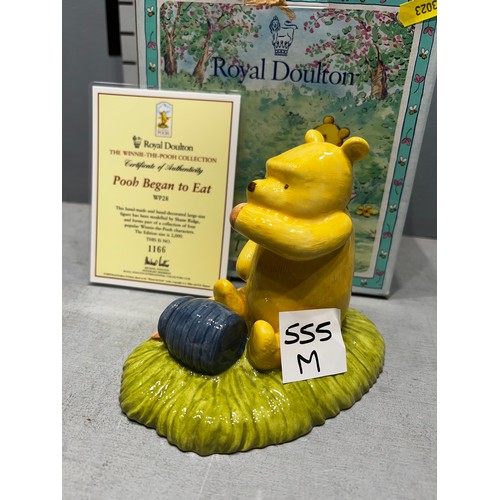 555M - Royal Doulton 'Winnie the Pooh - Pooh began to eat' (no. 1166) with certificate and box