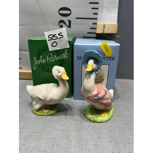 555O - Beswick 'Rebecca Puddle Duck' gloss + Beswick 'Jemima puddle duck satin' both boxed