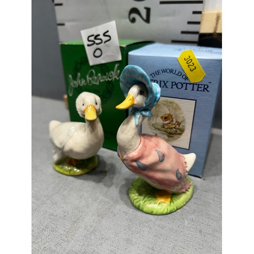 555O - Beswick 'Rebecca Puddle Duck' gloss + Beswick 'Jemima puddle duck satin' both boxed