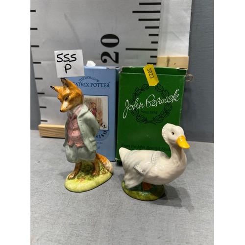 555P - Beswick 'Rebecca puddle duck' + Beswick 'Foxy whiskered gentleman' both boxed