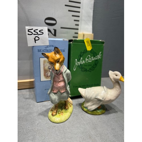 555P - Beswick 'Rebecca puddle duck' + Beswick 'Foxy whiskered gentleman' both boxed