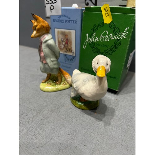 555P - Beswick 'Rebecca puddle duck' + Beswick 'Foxy whiskered gentleman' both boxed