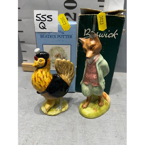 555Q - Beswick satin finish 'Foxy whiskered gentleman' + Beswick 'Sally Henny Penny' both boxed