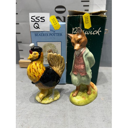 555Q - Beswick satin finish 'Foxy whiskered gentleman' + Beswick 'Sally Henny Penny' both boxed