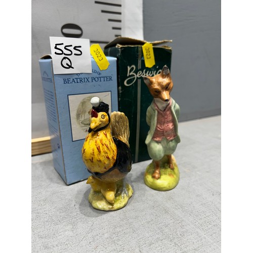 555Q - Beswick satin finish 'Foxy whiskered gentleman' + Beswick 'Sally Henny Penny' both boxed