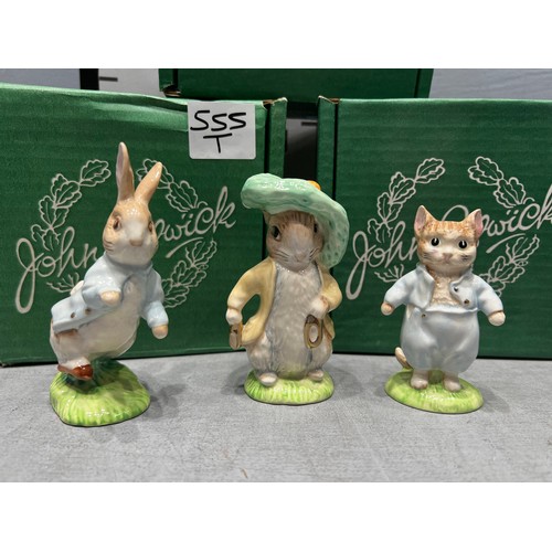 555T - Beswick 'Tom Kitten' + Beswick 'Benjamin Bunny' gold + Beswick 'Peter Rabbit' gold all boxed