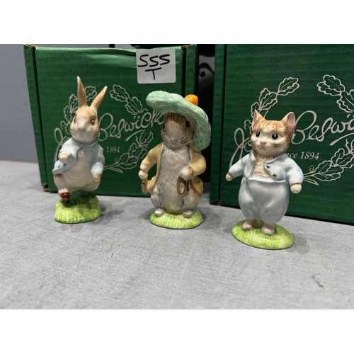 555T - Beswick 'Tom Kitten' + Beswick 'Benjamin Bunny' gold + Beswick 'Peter Rabbit' gold all boxed