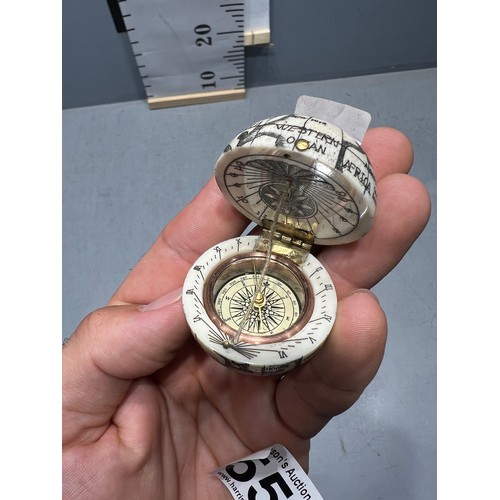 558 - Bone globe compass