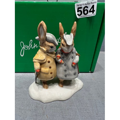 564 - Beswick 2 Gentleman rabbits in box