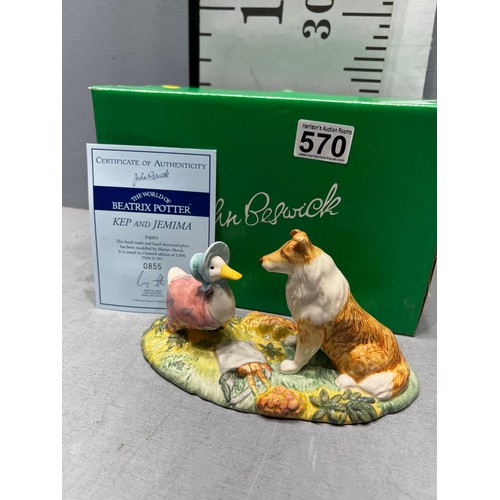 570 - Beswick 'Kep + Jemima' with certificate and boxed (no. 0855)