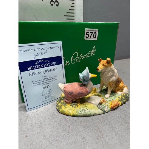 570 - Beswick 'Kep + Jemima' with certificate and boxed (no. 0855)