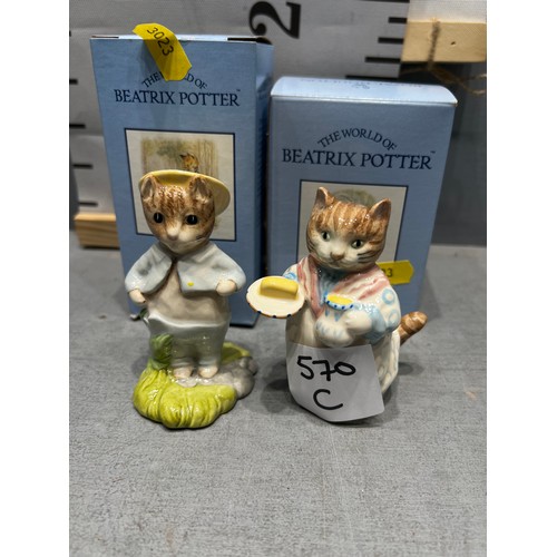 570C - Beswick Beatrix Potter 'Tom Kitten in the Rockery' + Beswick 'Mrs Ribbly' both boxed