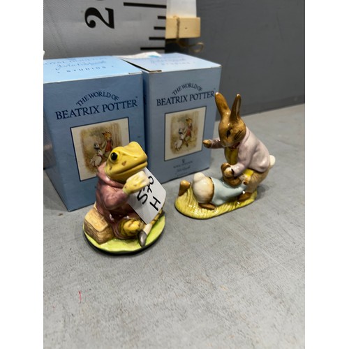 570H - Beswick Beatrix Potter 'Jermey Fisher' in satin finish + 'Mr Benjamin Bunny + Peter Rabbit' both box... 