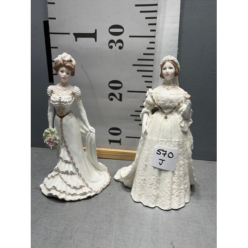 570J - 2 coalport figures Queen Victoria + Charlotte