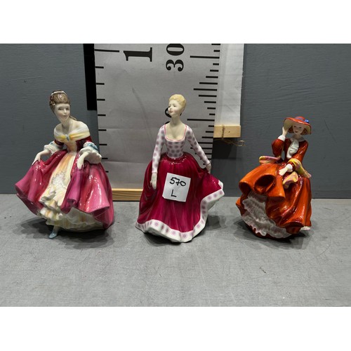 570L - 3 Royal Doulton figures. Southern Belle, Fiona, Top of the Hill