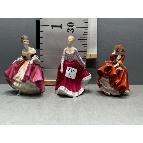 570L - 3 Royal Doulton figures. Southern Belle, Fiona, Top of the Hill