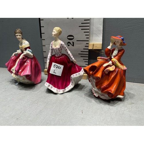 570L - 3 Royal Doulton figures. Southern Belle, Fiona, Top of the Hill