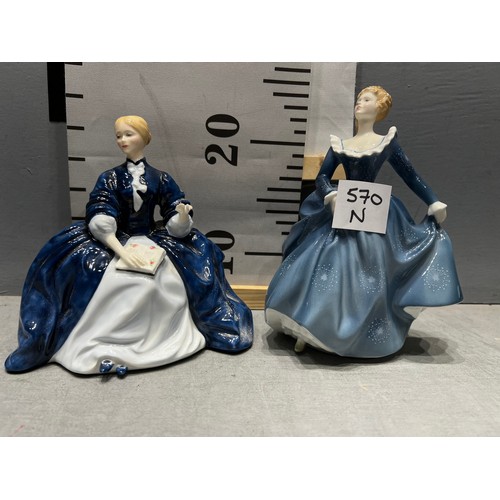 570N - 2 Royal Doulton figures Laurianne + Fragrance