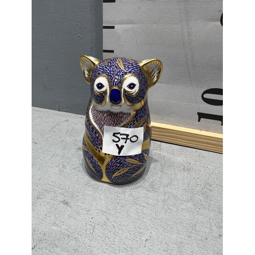 570Y - Royal Crown Derby Koala bear with gold stopper